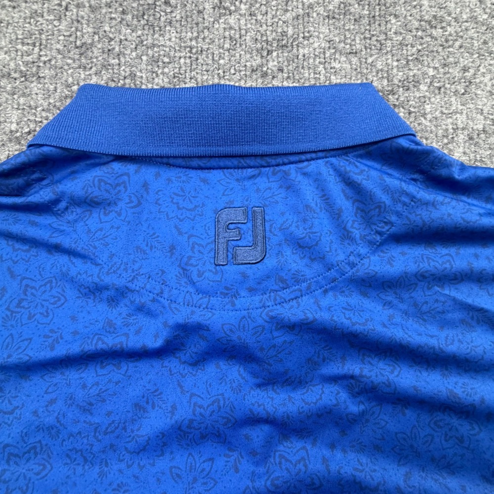 FootJoy Mens Blue Floral Paisley NBC Golf Logo ProDry Polo Shirt Large 1636 - Picture 10 of 11